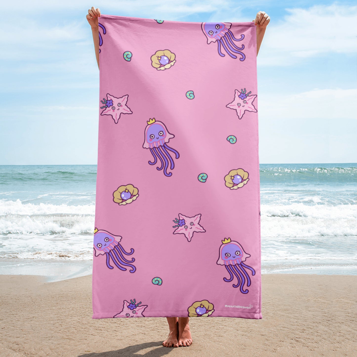 AquaRebel quick-drying beach towel 160x80cm pink