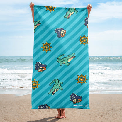 AquaRebel quick-drying beach towel 160x80cm blue striped